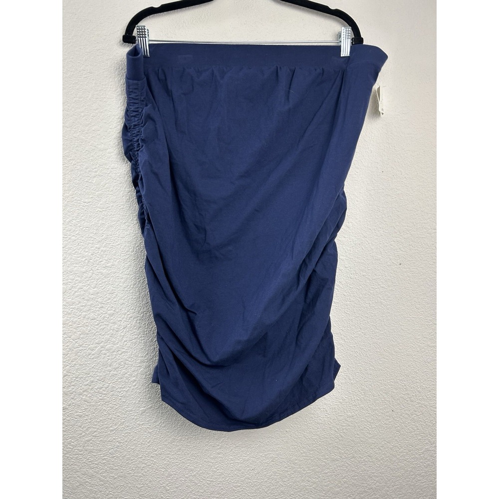 Ingrid And Isabel Women's Navy Blue Ruched Side Stretch Maternity Skirt Size XXL